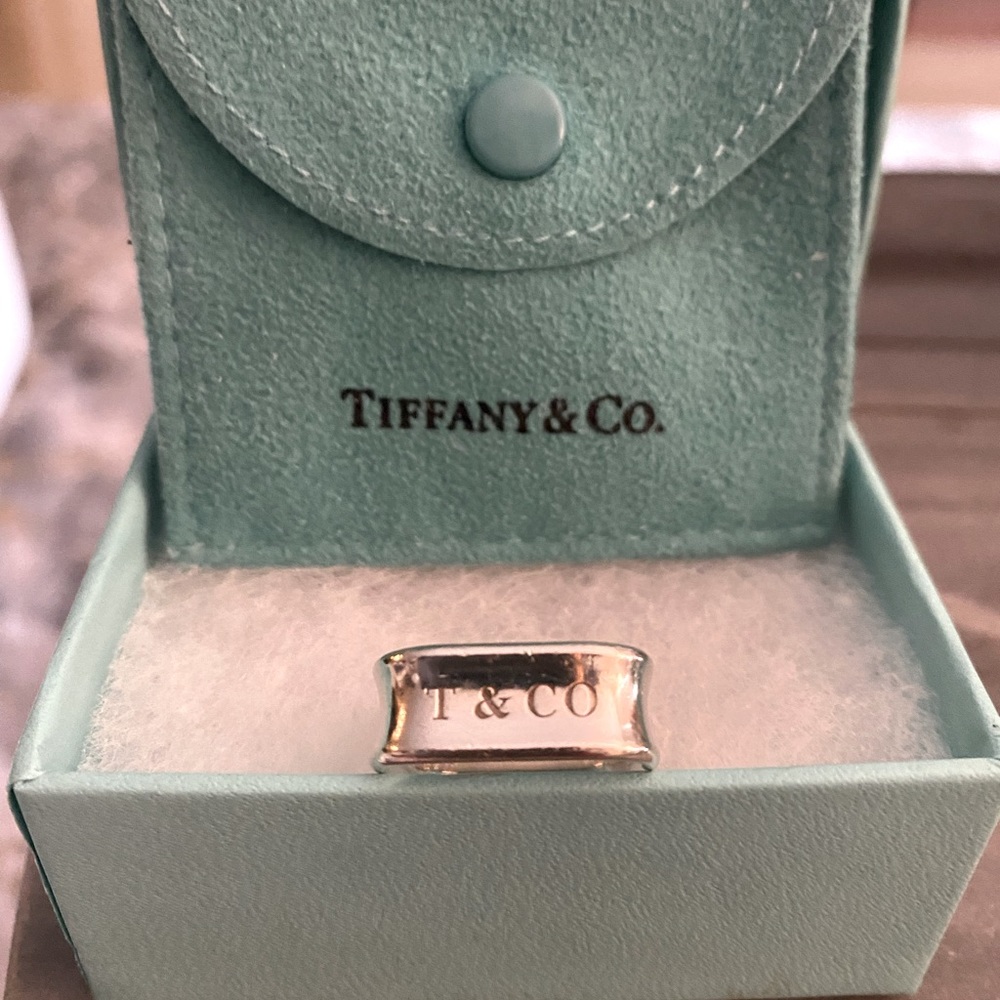 Tiffany & Co. Silver 1837 Square Band Ring.size:6 Sterling Silver.pouch Ring
